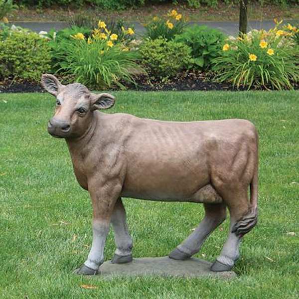 Cow Garden Sculpture Made of Cement Old Fashioned Concrete Statue